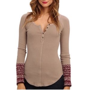 Free People Brown Knit Cuff Ski Lodge Thermal
